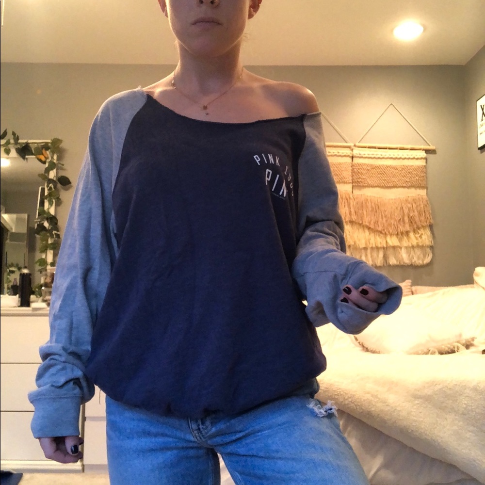 VS PINK oversized off the shoulder sweatshirt